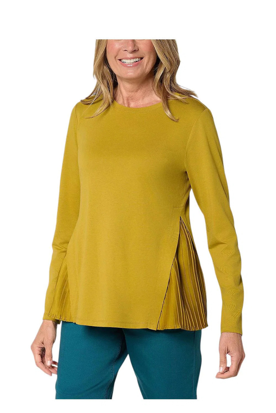 LOGO by Lori Goldstein Women's Long Slv Tee w/ Side Pleats wild Bamboo - Regular